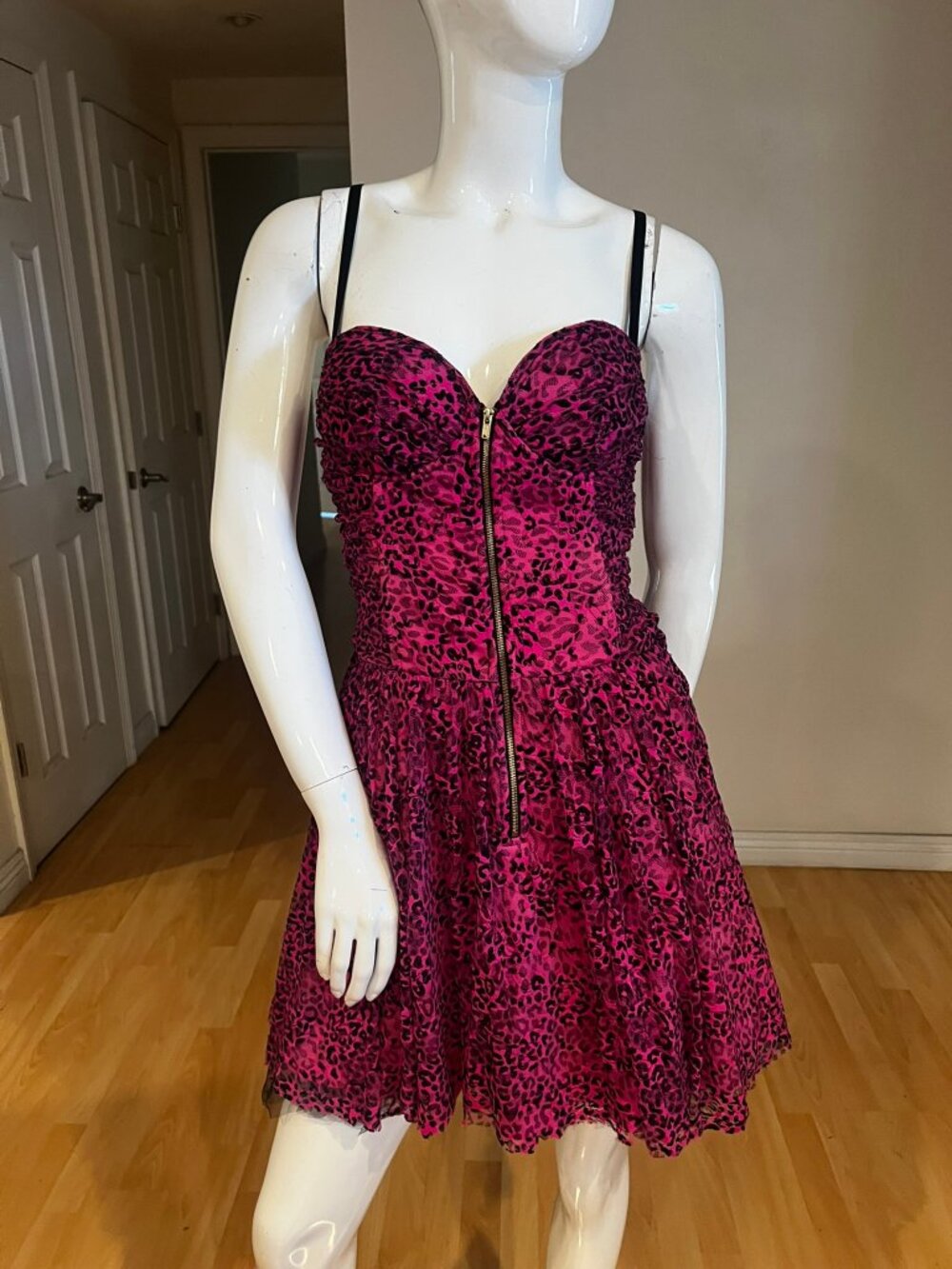 VINTAGE Y2K BETSEY JOHNSON PINK LEOPARD GRUNGE FAIRY DRESS SIZE 10
